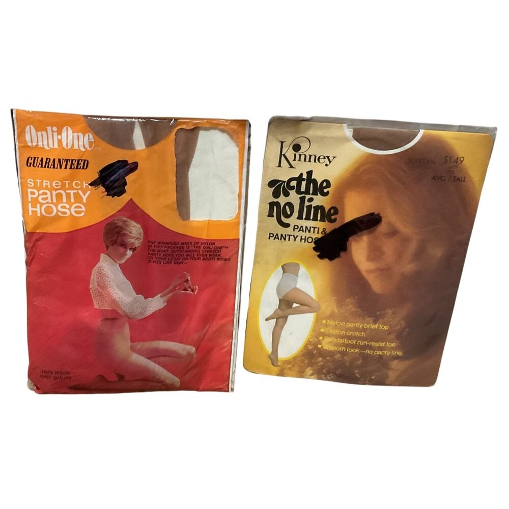 Vintage Kinney & Onli-One Pantyhose Lot Avg/Tall Stretch Nylon & Cotton Blend